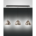 pendant luminaire GLOW 3 flames E27 IP20, black, chrome plated