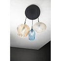 Fabas Luce pendant luminaire OLBIA 3 flames E27 IP20, amber, azure, champagner, black