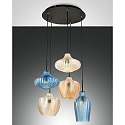 pendant luminaire OLBIA 5 flames E27 IP20, amber, azure, champagner, black