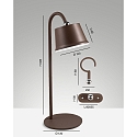 Battery lamp ARMANDA IP54, rust brown dimmable