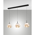 pendant luminaire DEVA 3 flames, long IP20, black dimmable