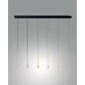 pendant luminaire SUSA 6 flames IP20, black, satined brass dimmable