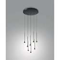 pendant luminaire SUSA 8 flames IP20, black dimmable