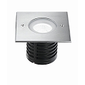 LED Boden-Einbauleuchte WAKO 2, IP67 IK09, 11.6 x 11.6cm, 7.8W 3000K 653lm 40�,befahrbar bis 2.5t, Edelstahl 316L / Hartglas