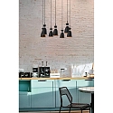 pendant luminaire RETRO 7 flames E14 IP20, copper, black matt 