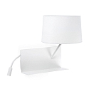 Wandleuchte HANDY E27, IP20, mit rechtem LED-Leser, wei� matt