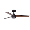 Ceiling fan RUDDER 3 S with remote control IP20, black matt, walnut