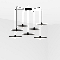 pendant luminaire PLAT 7 flames E27 IP20, black matt 