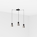 pendant luminaire KOMBO 3 flames E27 IP20, grey, black matt 