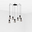 pendant luminaire KOMBO 7 flames E27 IP20, grey, black matt 