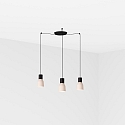 pendant luminaire KOMBO 3 flames E27 IP20, beige, black matt 