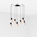 pendant luminaire KOMBO 7 flames E27 IP20, beige, black matt 