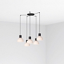 pendant luminaire KOMBO 5 flames E27 IP20, beige, black matt 