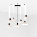 pendant luminaire KOMBO 7 flames E27 IP20, beige, black matt 