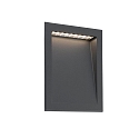 Outdoor LED Wand-Einbauleuchte SOUN 193, IP65, 23.8 x 19.3cm, 100-240V AC, 8W 3000K 630lm 120�, Aluminium / Glas, dunkelgrau