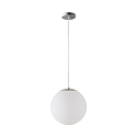 LED Kugelpendelleuchte, �50cm, 355�, 58W, IK01, IP40, schaltbar, Glas wei�, 3000K, 7800lm, Baldachin edelstahl geb�rstet