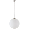 LED Kugelpendelleuchte, �60cm, 355�, 48W, IK01, IP40, schaltbar, Glas wei�, 3000K, 6000lm, Baldachin edelstahl geb�rstet