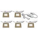 5pc. set of recessed LED luminaire FQ 68-LED, angular, incl. LED transformer LED 24 / 30W, 4W 4000K, inox look