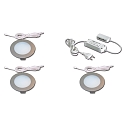 3pc. set of recessed LED panel luminaire FR 78-LED, IP44, LED24 connection, CRi>90, 4W 4000K, inox look