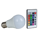 LED Birnenlampe A60, E27, 7.5W RGB + 3000K 535lm 160�, mit Fernbedienung, dimmbar, matt