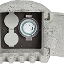 HEITRONIC Energieverteiler PIEDRA, 2-fach, mit Zeitschaltuhr, 250V / 16A, max. 3680W, IP44, grau