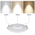 HEITRONIC ceiling recessed luminaire LE MANS round IP44, white dimmable