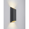 Helestra LED Wandleuchte TOCO, IP54, eckig, direkt / indirekt, 12W 2700K 880lm, CRi >90, dimmbar, mattschwarz / mattgold