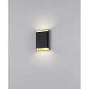 Helestra LED Wandleuchte TOCO, IP54, eckig, direkt / indirekt, 12W 2700K 880lm, CRi >90, dimmbar, mattschwarz / mattgold