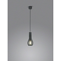 pendant luminaire GARA 1 flame E27 IP20, black chrome dimmable