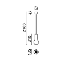 Helestra Pendelleuchte GARA,  1-flammig, � 13.5cm, E27, H�he verstellbar, schwarzchrom / Glas grau
