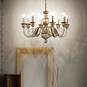 Ideal Lux Chandelier DORA SP8, 8 flames, E14, antique gold