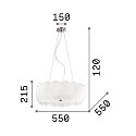 Ideal Lux Pendelleuchte OVALINO SP8, 8-flammig, E27, Wei�