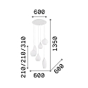 Pendant luminaire SOFT SP6, 6 flames, G9, 40W, white