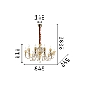 Ideal Lux Kronleuchter STRAUSS, 12-flammig, � 84.5cm, E14, Ros�gold / Glas klar / Bernstein-Kristall