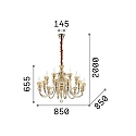 Ideal Lux Kronleuchter STRAUSS, 18-flammig, � 85cm, E14, Ros�gold / Glas klar / Bernstein-Kristall