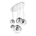 Pendant luminaire MAPA, 5 flames, oval 105 x 54cm, E27, nuanced chrome glass, clear