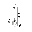 Pendant luminaire AMPOLLA 2, BELL, shade � 20.5cm / H 32cm, E27, adjustable height