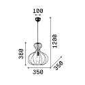Pendant luminaire AMPOLLA 1, SLIM FIT, shade � 35cm / H 38cm, E27, adjustable height