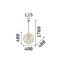 Ideal Lux Pendant luminaire KONSE, 1 flame, � 40cm, E27, satined dark gold
