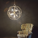 Ideal Lux Pendant luminaire KONSE, 7 flames, � 80cm, E27, satined dark gold