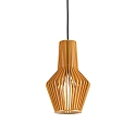 wood-Pendant luminaire CITRUS-1, shade-Ø/-H 20cm / 32cm, E27, black fabric coated cable