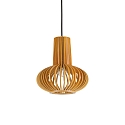 wood-Pendant luminaire CITRUS-2,  shade-Ø/-H 26cm / 26cm, E27, black fabric coated cable