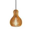 wood-Pendant luminaire CITRUS-3, shade-Ø/-H 20cm / 27.5cm, E27, black fabric coated cable