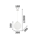 Ideal Lux Pendant luminaire BOA, 1 flame, E27, with 12m fabric coated cable and 6 hooks, matt white