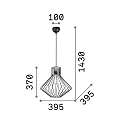 Pendant luminaire AMPOLLA 4, DIAMOND WIDE, shade � 39.5cm / H 42cm, E27, adjustable height