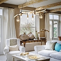 Ideal Lux Pendant luminaire, DRIFTWOOD, 6 flames, lenght 140cm, E27, metal / natural wood