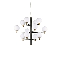 Pendant luminaire COPERNICO, 12 flames, � 71cm, incl. 12x G9 LED 3.2W 3000K, matt black / brass