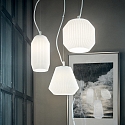 Ideal Lux Pendant luminaire ORIGAMI, 3 flames, E27, in pleated relief look, white