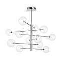 Pendant luminaire EQUINOXE, 12 flames, incl. G4 2W 3000K, metal / clear glass, chrome