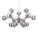 Pendelleuchte NODI, 15-flammig, � 105cm, E14, Verbinder drehbar, Chrom / Transparentglas